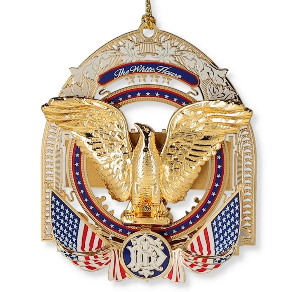 The White House  Patriotic Gold and Red Eagle Ornament 2017